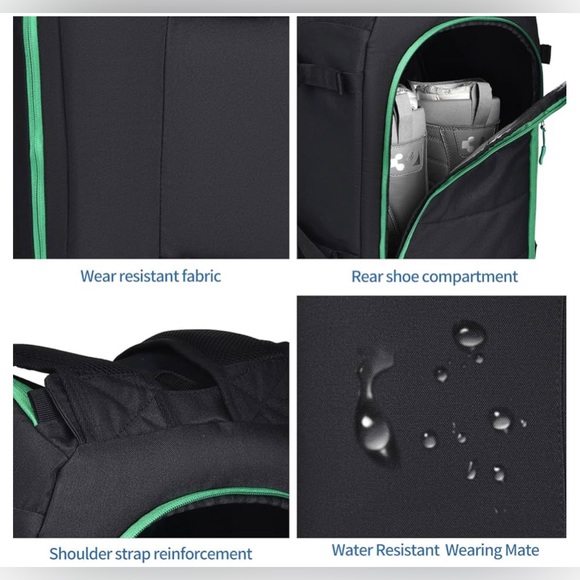NWT Ski Boot Bag Black Cooler Backpack 50L Waterproof, AVAILABLE IN MULTI COLORS - Picture 5 of 13